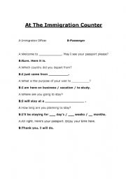 English Worksheet: (Updated) Going Through Immigration Role-Play Full Dialogue And Dialogue Boxes