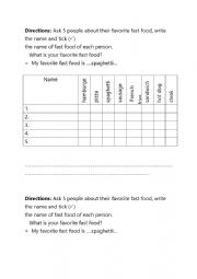 English Worksheet: fast food