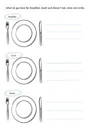 English Worksheet: Breakfast-Lunch-Dinner