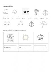 English Worksheet: weather and clothes 