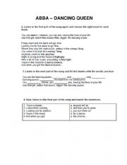 English Worksheet: Abba - Dancing Queen