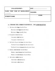 English Worksheet: Comparatives and Pronouns