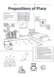 Prepositions Bedroom Activity