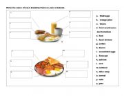 Breakfast Food Worksheet