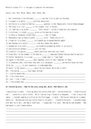 English Worksheet: Relative Clauses worksheet