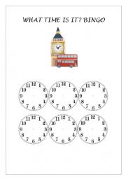 English Worksheet: What time is it? Bingo