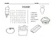 English Worksheet: Food Word Search