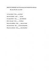 English Worksheet: object pronouns