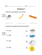 English Worksheet: Evaluation Grade 4 ESL
