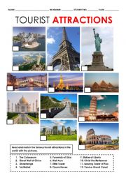 English Worksheet: Tourist Attractions