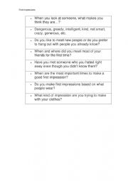 English Worksheet: First impressions