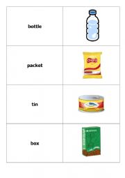 English Worksheet: containers flashcards