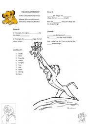 English Worksheet: The lion sleeps tonight