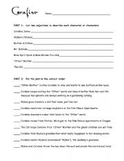 English Worksheet: Coraline Movie Activities