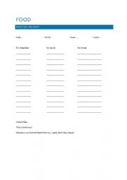 English Worksheet: Food