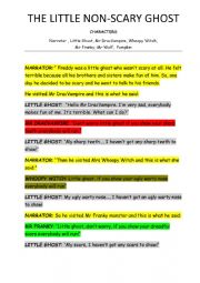 English Worksheet: THE NON-SCARY GHOST