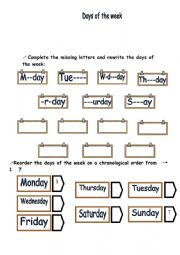 English Worksheet: days of the week and timetable