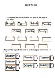 days of the week and timetable