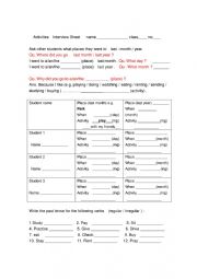 Activties interview sheet