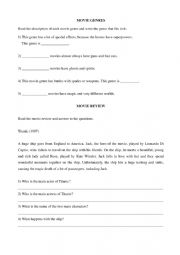 English Worksheet: Movie Genres and Movie Review