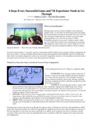 English Worksheet: 4 Steps every successful game should follow
