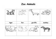 English Worksheet: zoo animals picture dictionary