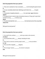 English Worksheet: Advanced Prepositions Game