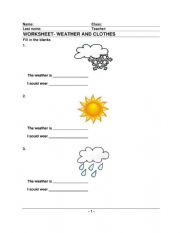 English Worksheet: Weather and Clothes