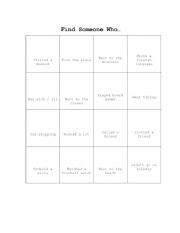 English Worksheet: find someone who...