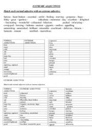 English Worksheet: extreme adjectives