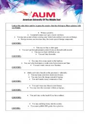 English Worksheet: Rules of the Countries