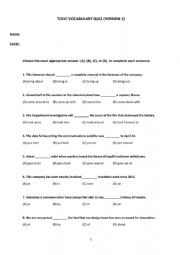 English Worksheet: TOEIC VOC QUIZ