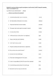English Worksheet: Sentence Transformations
