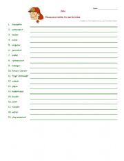 English Worksheet: UNSCRAMBLE JOBS