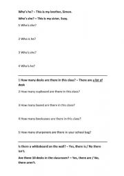 English Worksheet: There is / there are / How many / whos this pen? 