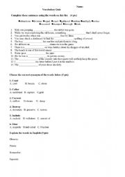 English Worksheet: B1 level vocabulary Quiz