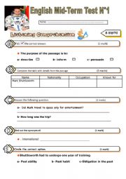 English Worksheet: Listening comprehension Test 1 bac students