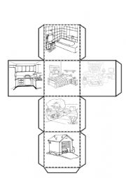 English Worksheet: Parts of the house cube