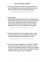 English Worksheet: Logic riddles 