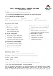 English Worksheet: COGNATES