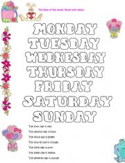 English Worksheet: days of the week