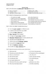 English Worksheet: exam including should