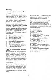 English Worksheet: READING AND WRITING