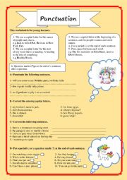 English Worksheet: Punctuation for beginners