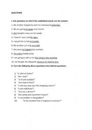 English Worksheet: qUESTIONS