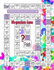 English Worksheet: Wh-questions board game