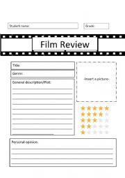 English Worksheet: Film review writing
