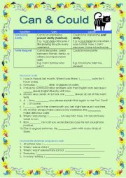 English Worksheet: can could exercise