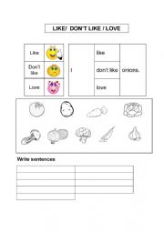 English Worksheet: Like & Love