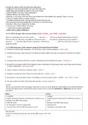 English Worksheet: similarity and difference :the solar system